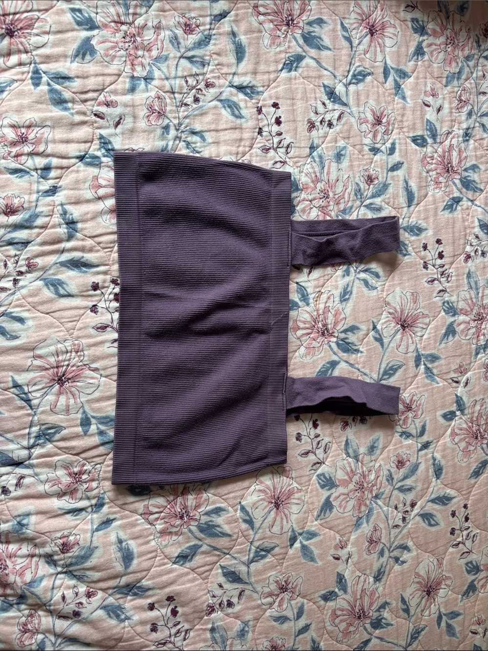 Purple Ribbed Strapless Tube Top